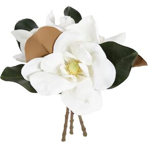 White Silk Magnolia Flowers with Olive Branches for Vases Real Touch White Flower Combo Artificial Olive Branches 30" Long Stem Artificial Flowers for Tall Vase Home Decor Indoor (White) in Kuwait
