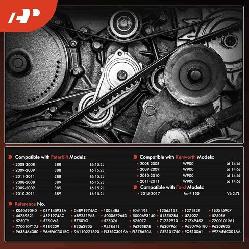 A-Premium-Duty-Duty-Duty Serpentine Drive Belt متوافق مع Ford و Kenworth & Peterbilt Cars-F-150 F150 2015-2017 ، W900 2008-2011 ، 388 2008-2011 ، 389 2008-2011-V6 2.7L/L6 14.6L 15.2 in Saudi Arabia