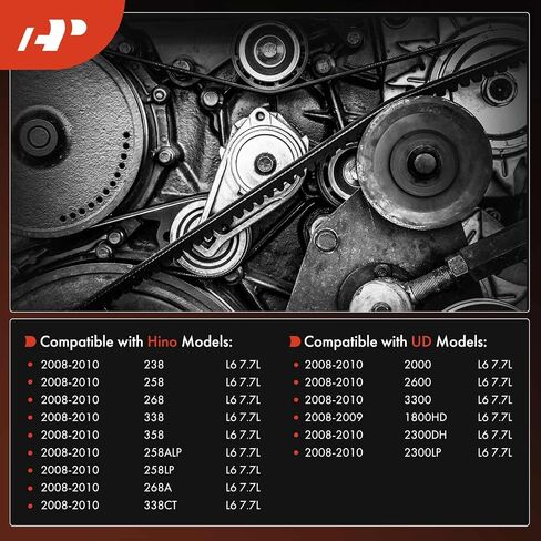 A-premium حزام السربنتين الدائري المتوافق مع هينو 238 258 268 338 358 258ALP 258LP 268A 338CT 2008-2010 & UD 2000 2600 3300 2300DH 2300LP 2008-2010 ، 1800HD 2008 ، 7.7L. in Saudi Arabia