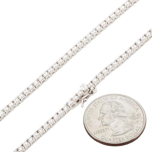 عام 925 الفضة الاسترليني 14 كيلو أصفر/أبيض الانتهاء من الذهب AAA Zirconia cubic 2/4mm سوار سلسلة التنس قلادة للنساء والرجال 7.5 ″ -24 ″ مجوهرات راقية in Kuwait