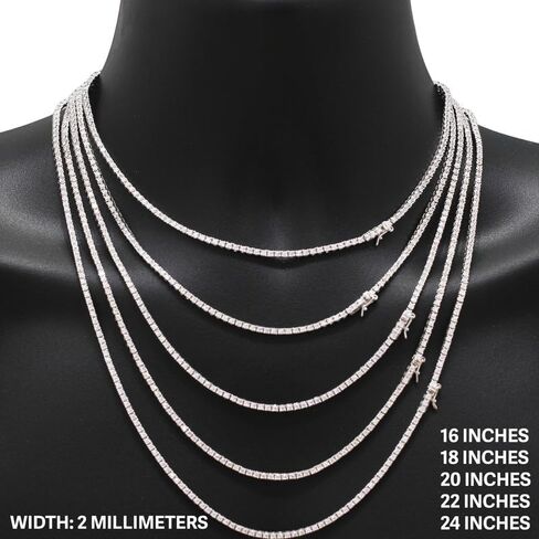 عام 925 الفضة الاسترليني 14 كيلو أصفر/أبيض الانتهاء من الذهب AAA Zirconia cubic 2/4mm سوار سلسلة التنس قلادة للنساء والرجال 7.5 ″ -24 ″ مجوهرات راقية in Kuwait