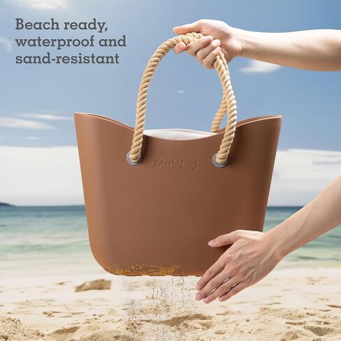 Brook + Bay Beach Bag Rubber Tote Bag with Zipper - Travel Bag, Beach Bags Waterproof Sandproof, Beach Bag for Women in Kuwait