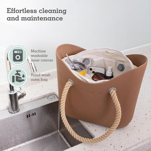 Brook + Bay Beach Bag Rubber Tote Bag with Zipper - Travel Bag, Beach Bags Waterproof Sandproof, Beach Bag for Women in Kuwait