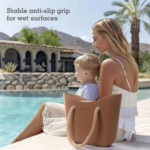 Brook + Bay Beach Bag Rubber Tote Bag with Zipper - Travel Bag, Beach Bags Waterproof Sandproof, Beach Bag for Women in Kuwait