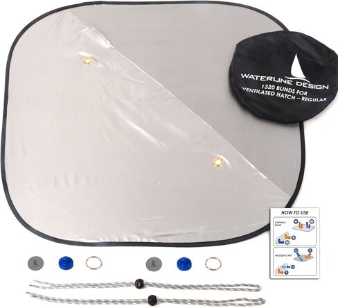 Blinds with ventilation Universal size, mounts from The inside with magnet. Dark, ventilation and bug free. Fits all brands of hatches. Hatch is not incl. in Saudi Arabia