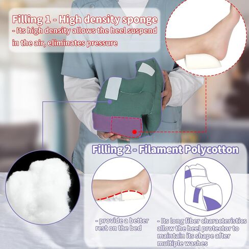 Heel Protectors for Pressure Sores Relief - Foot Pillow for Bed Sores with 2 Straps for Healing Therapy of Heel Pain and Injury Adult Size in Kuwait