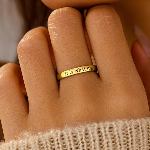 925 Sterling Silver Fuck Rings Fuck What It Was It Is What It Is Ring Self Worth Inspirational Motivation Ring for Women Men Friendship Ring Self Love Faith Hope Rings Back to School Jewelry Encourage Gift in Kuwait