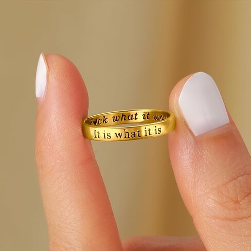 925 Sterling Silver Fuck Rings Fuck What It Was It Is What It Is Ring Self Worth Inspirational Motivation Ring for Women Men Friendship Ring Self Love Faith Hope Rings Back to School Jewelry Encourage Gift in Kuwait