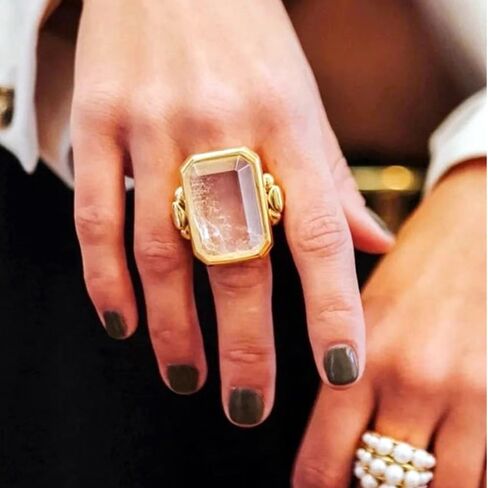 OIDIMS Natural Stone Crystal Cocktail Ring for Women Charms Gemstone Dainty Gold Plated Band Wedding Engagement Statement Rings Comfort Fit Jewelry for Her Girlfriend Size 8 in Saudi Arabia