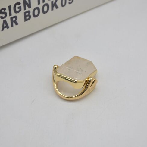 OIDIMS Natural Stone Crystal Cocktail Ring for Women Charms Gemstone Dainty Gold Plated Band Wedding Engagement Statement Rings Comfort Fit Jewelry for Her Girlfriend Size 8 in Saudi Arabia