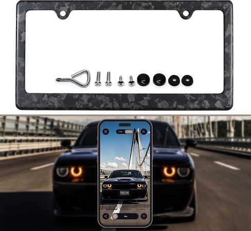 Car 100% Real 3k Twill Weave Blue Carbon Fiber License Plate Frame Cover, Glossy UV Protection, Front/Rear Fit for USA/Canada/Mexico Standard Size 6.25"" x 12.25"" Auto tag Holder (Blue) in Kuwait