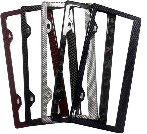 Car 100% Real 3k Twill Weave Blue Carbon Fiber License Plate Frame Cover, Glossy UV Protection, Front/Rear Fit for USA/Canada/Mexico Standard Size 6.25"" x 12.25"" Auto tag Holder (Blue) in Kuwait