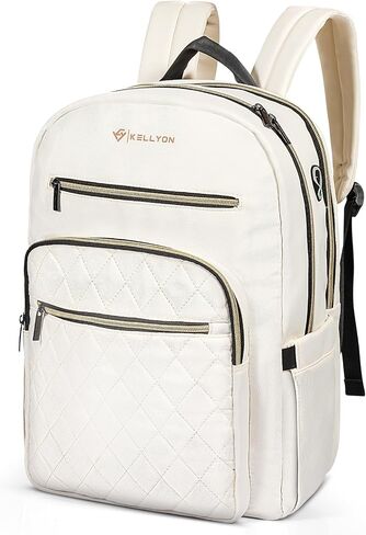 15.6 Inch Laptop Backpack for Women, Work Business Computer Backpack, College Teacher Computer Bag Travel Backpack (Beige) in Saudi Arabia