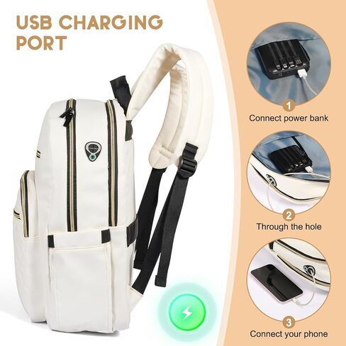 15.6 Inch Laptop Backpack for Women, Work Business Computer Backpack, College Teacher Computer Bag Travel Backpack (Beige) in Saudi Arabia