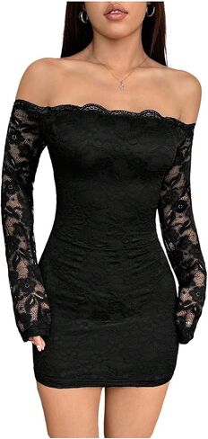 Milumia Women's Off the Counder Lace Mini Dress مثير in Kuwait