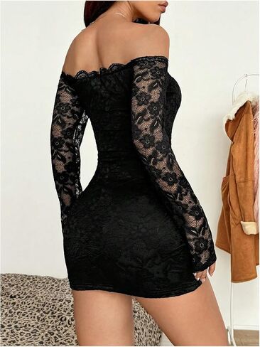 Milumia Women's Off the Counder Lace Mini Dress مثير in Kuwait