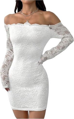 Milumia Women's Off the Counder Lace Mini Dress مثير in Kuwait