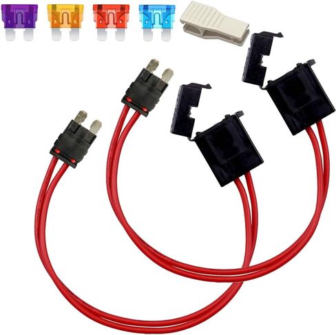 2pcs 12-24V 16 AWG Specialized Car Fuse Holder Connector Low Profile Mini Blade Type Fuse Holder for Fusebox Panels with 4pcs Blade Fuse(3/5/10/15Amp) in Saudi Arabia