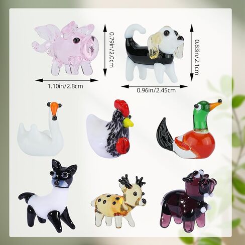 8 Pcs Tiny Glass Animals Blown Mini Glass Figurines Handmade Lampwork Animal Figurines Sets for Home Decoration Collectibles and Gifts（Farm Animals） in Saudi Arabia
