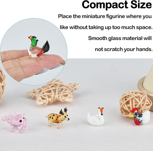 8 Pcs Tiny Glass Animals Blown Mini Glass Figurines Handmade Lampwork Animal Figurines Sets for Home Decoration Collectibles and Gifts（Farm Animals） in Saudi Arabia