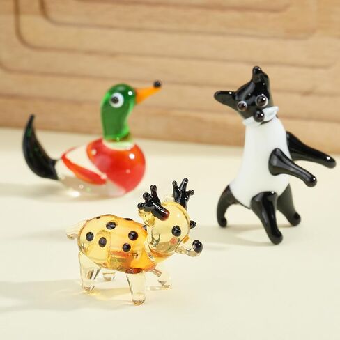 8 Pcs Tiny Glass Animals Blown Mini Glass Figurines Handmade Lampwork Animal Figurines Sets for Home Decoration Collectibles and Gifts（Farm Animals） in Saudi Arabia