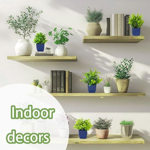 Grever 4 Pack Small Fake Plants in Blue Pot Mini Artificial Potted Plants for Home Bathroom Office Table Desk Shelf Indoor Decor in Saudi Arabia