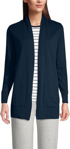 Lands' End Womens Cotton Long Sleeve Open Cardigan Sweater Black Regular Small in Saudi Arabia