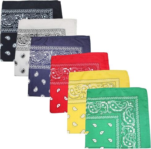 Mechaly Pack of 7 XL Non Fading Paisley Polyester Bandanas 27 x 27 In - Bulk Wholesale in Saudi Arabia