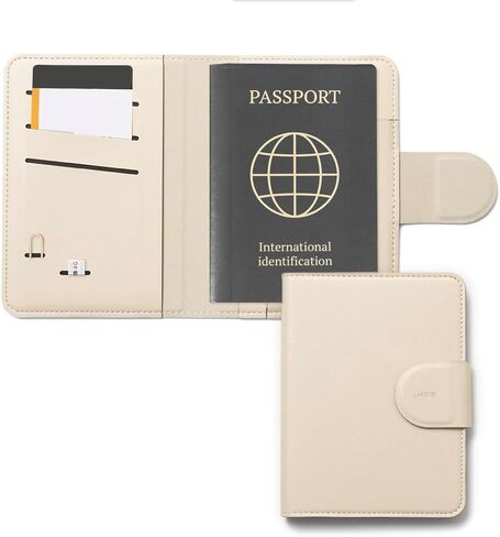 LHiDS Leatherette Passport Holder with RFID Protection, Premium PU Leather, Snap Button Closure, Travel Passport Wallet Cover for Passport, Boarding Passes, Business Cards, Cash (Classic Brown) in Kuwait
