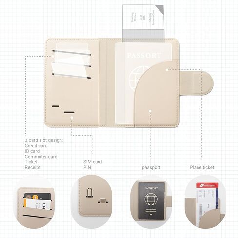 LHiDS Leatherette Passport Holder with RFID Protection, Premium PU Leather, Snap Button Closure, Travel Passport Wallet Cover for Passport, Boarding Passes, Business Cards, Cash (Classic Brown) in Kuwait