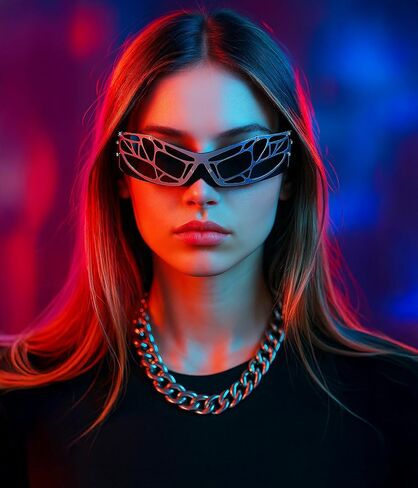FEISEDY 80s Futuristic Cyclops Cyber Visor Sunglasses Men Women Punk Style Cosplay B4184 in Saudi Arabia