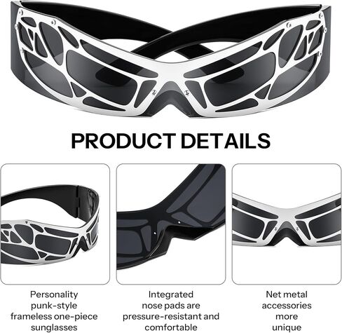FEISEDY 80s Futuristic Cyclops Cyber Visor Sunglasses Men Women Punk Style Cosplay B4184 in Saudi Arabia