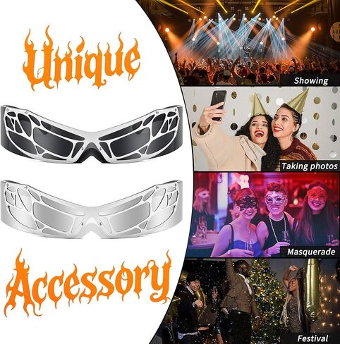 FEISEDY 80s Futuristic Cyclops Cyber Visor Sunglasses Men Women Punk Style Cosplay B4184 in Saudi Arabia