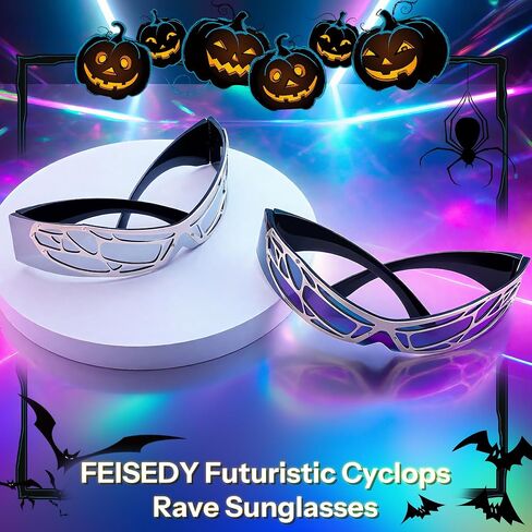 FEISEDY 80s Futuristic Cyclops Cyber Visor Sunglasses Men Women Punk Style Cosplay B4184 in Saudi Arabia