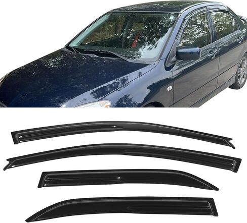 Window Visors Compatible with 2002-2007 Mitsubishi Lancer Sedan, Smoked Aero JDM Wind Deflectors Stick On by IKON MOTORSPORTS, 2002 2003 2004 2005 2006 in Saudi Arabia