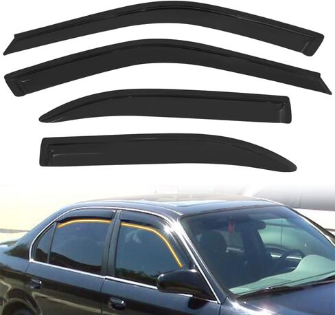 Tape on Window Visor Deflectors, Compatible with 1996-2000 Honda Civic, Acrylic Smoke Tinted Slim Style Window Rain Guards, Sun Wind Side Vent Visor Set, 4 Pieces in Kuwait