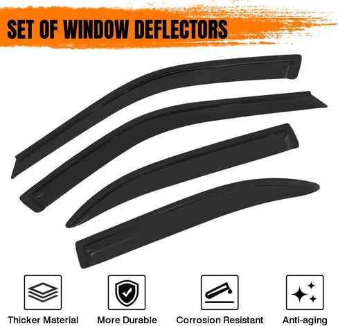 Tape on Window Visor Deflectors, Compatible with 1996-2000 Honda Civic, Acrylic Smoke Tinted Slim Style Window Rain Guards, Sun Wind Side Vent Visor Set, 4 Pieces in Kuwait