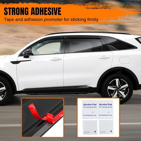 Tape on Window Visor Deflectors, Compatible with 1996-2000 Honda Civic, Acrylic Smoke Tinted Slim Style Window Rain Guards, Sun Wind Side Vent Visor Set, 4 Pieces in Kuwait