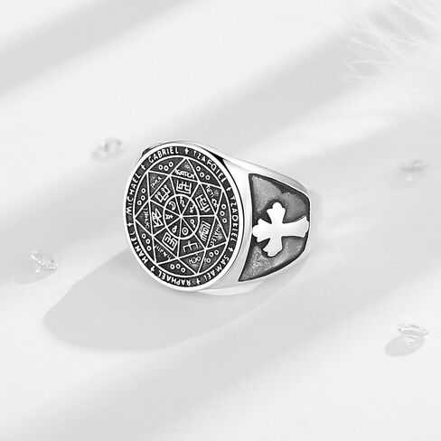 Vito 925 Sterling Silver Evil Eye Band Ring for Men, Vintinge Egyptian Adjustable Evil Eye Band Ring Protection Amulet Ring Gift for Dad in Saudi Arabia