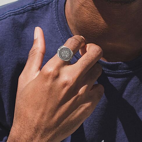 Vito 925 Sterling Silver Evil Eye Band Ring for Men, Vintinge Egyptian Adjustable Evil Eye Band Ring Protection Amulet Ring Gift for Dad in Saudi Arabia