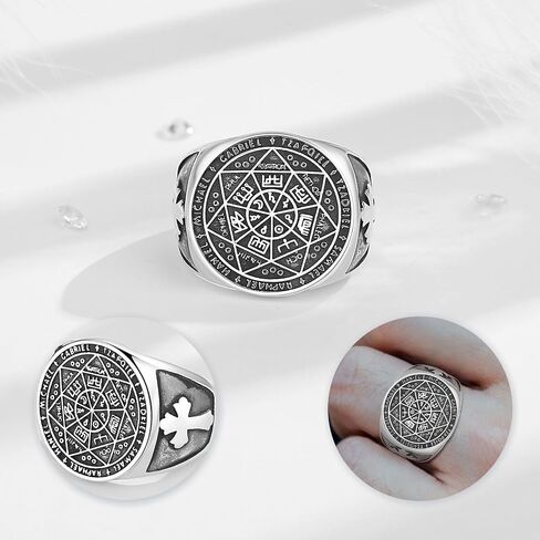 Vito 925 Sterling Silver Evil Eye Band Ring for Men, Vintinge Egyptian Adjustable Evil Eye Band Ring Protection Amulet Ring Gift for Dad in Saudi Arabia