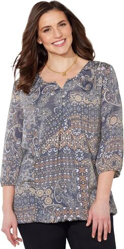 Catherines Women's Plus Size Santa Fe Peasant Top in Saudi Arabia