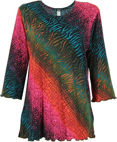 Jostar Women's Print T Shirt - 3/4 Sleeve Merrow Hem Round Neck Stretch Printed Casual Top Blouse in Saudi Arabia