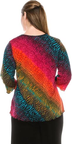 Jostar Women's Print T Shirt - 3/4 Sleeve Merrow Hem Round Neck Stretch Printed Casual Top Blouse in Saudi Arabia