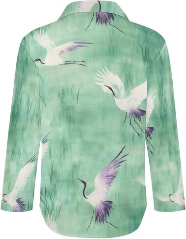 Women's Cotton Blend Long Sleeve Button Down Shirt Summer Casual Boho Vintage Floral Print Irregular Hem Tops in Saudi Arabia