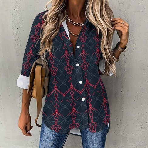 Women's Cotton Blend Long Sleeve Button Down Shirt Summer Casual Boho Vintage Floral Print Irregular Hem Tops in Saudi Arabia