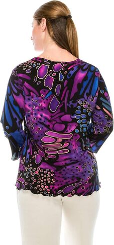 Jostar Women's Print T Shirt - 3/4 Sleeve Merrow Hem Round Neck Stretch Printed Casual Top Blouse in Saudi Arabia
