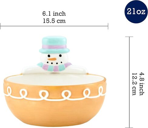 Bico Santa Claus Hand Painted Ceramic 18oz Candy Bowl, for treats, jam, sauce, snacks, Microwave and Dishwasher Safe in Saudi Arabia