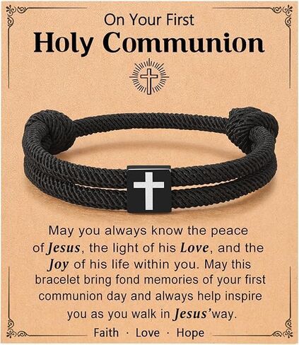 Baptism Gifts for Boys,Braided Rope Cross Bracelet for Kids,First Communion Gifts Boys Christian Christening Graduation (Brother) in Kuwait