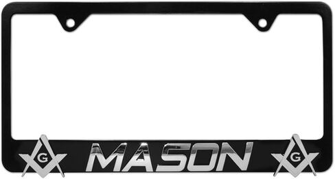 Elektroplate – Mason Square and Compass Black Metal Standard Size Premium 3D License Plate Frame Tag Holder for Cars/SUVs/Trucks Weather-Proof Automotive Accessory in Saudi Arabia